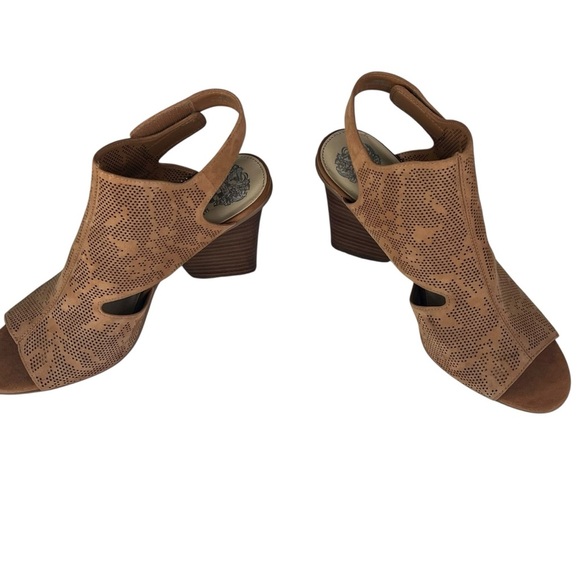 Vince Camuto Leather Detailed Heel Sandals – Dachelle Color Brick Size 9 Medium - Picture 5 of 15